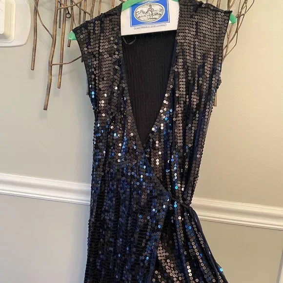 sequin festival dress plus size Plus Size V-Neck Black Sequin Dress PXJ1461